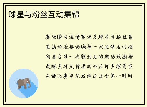 球星与粉丝互动集锦